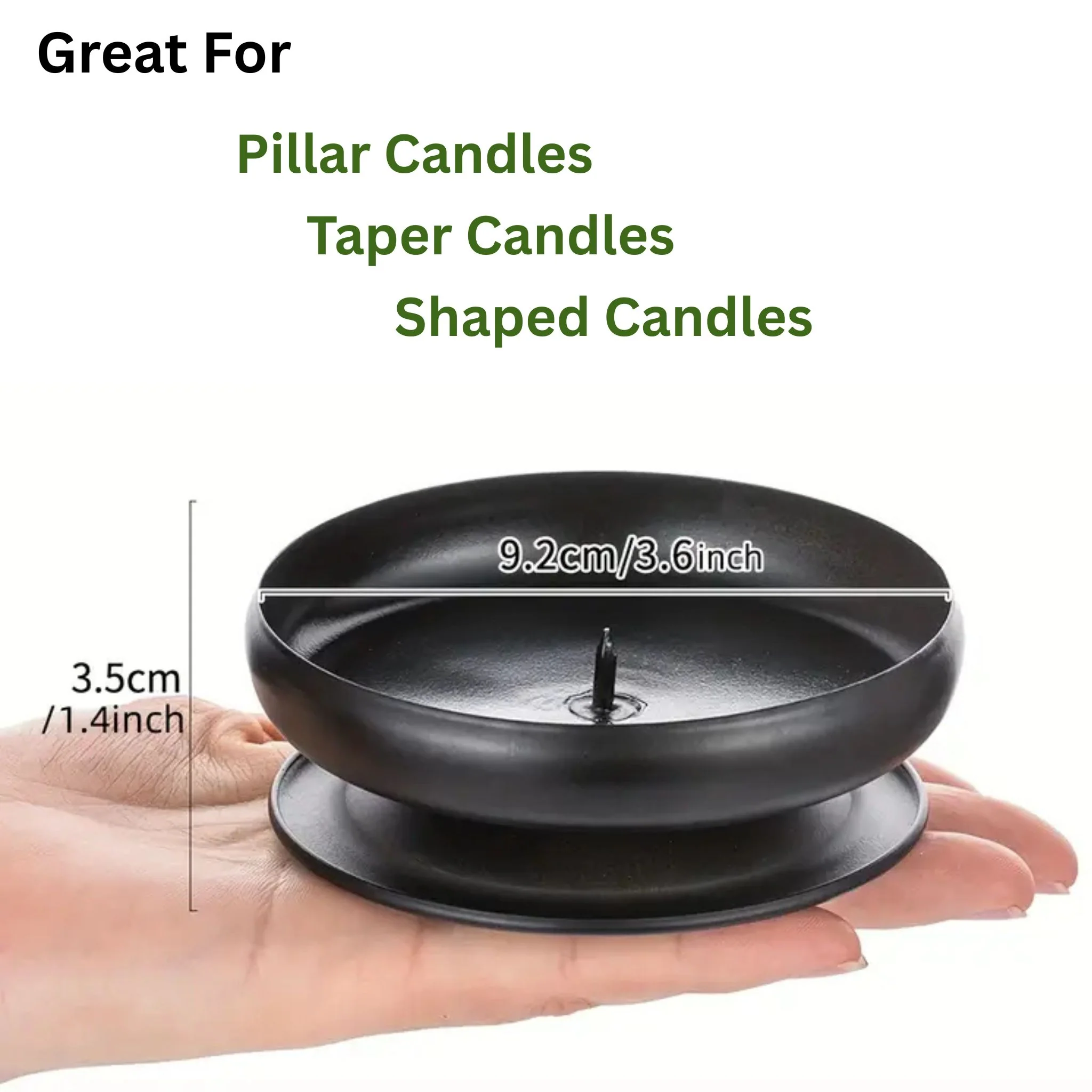 Black Metal Pillar Candle Holder with Safety Spike - Image 3