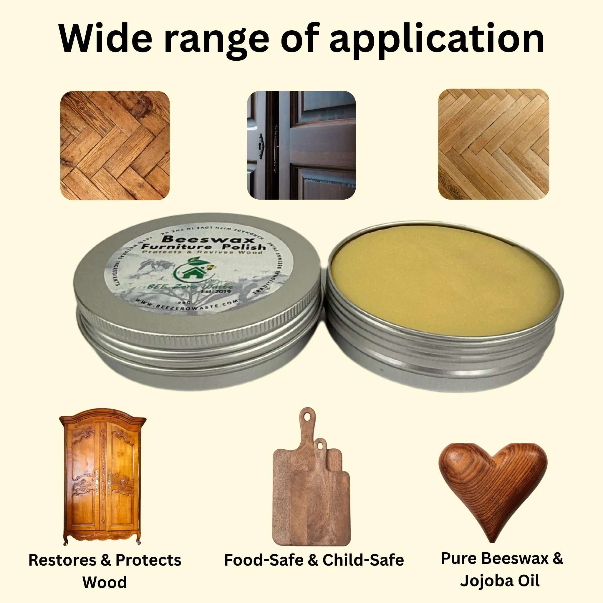 Natural Beeswax Furniture Polish - Food-Safe, Child-Safe & Eco-Friendly Wood Conditioner - Image 3