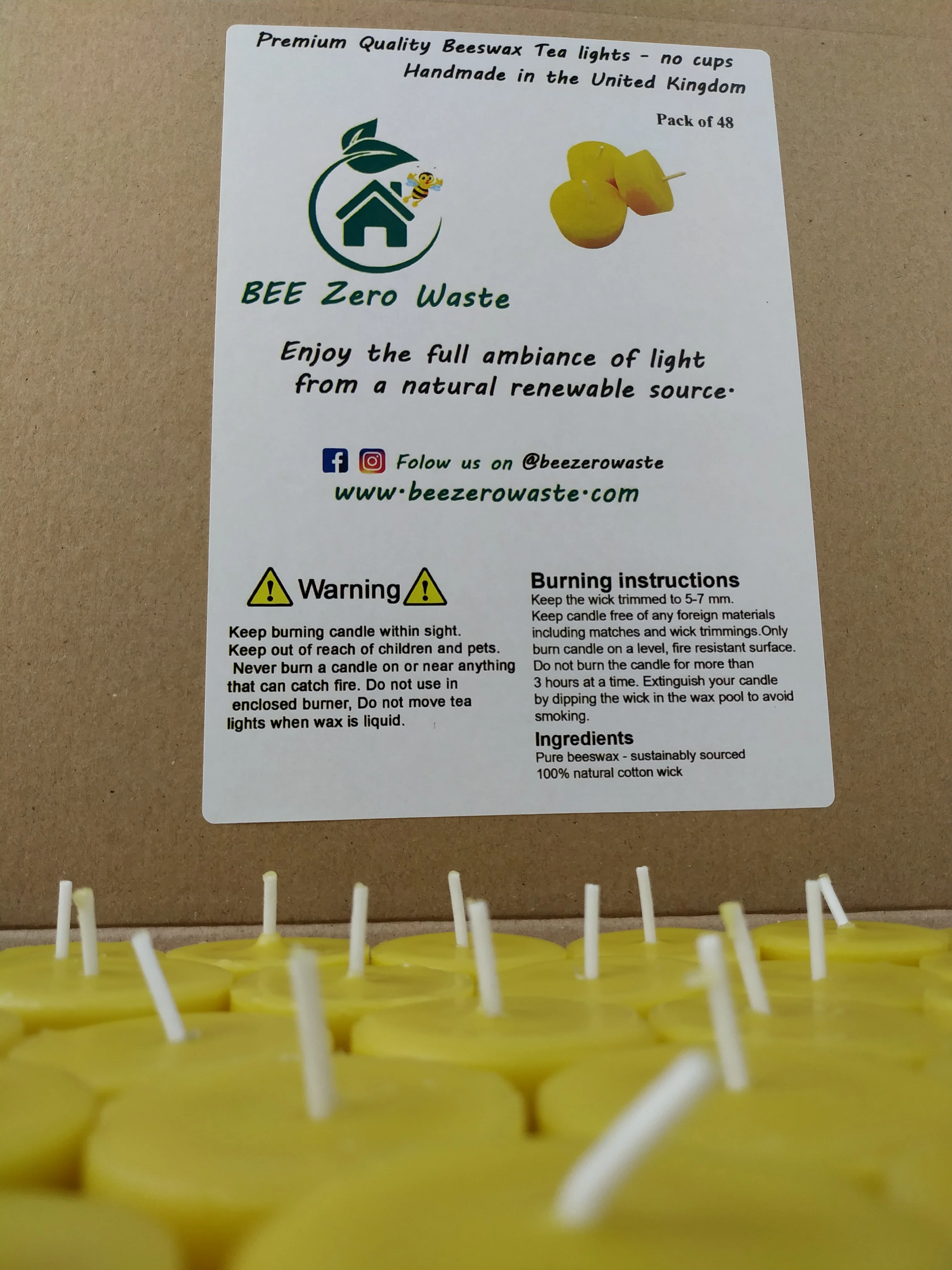 Wholesale PURE Beeswax tealights, Hand poured, natural tea candles - Image 11